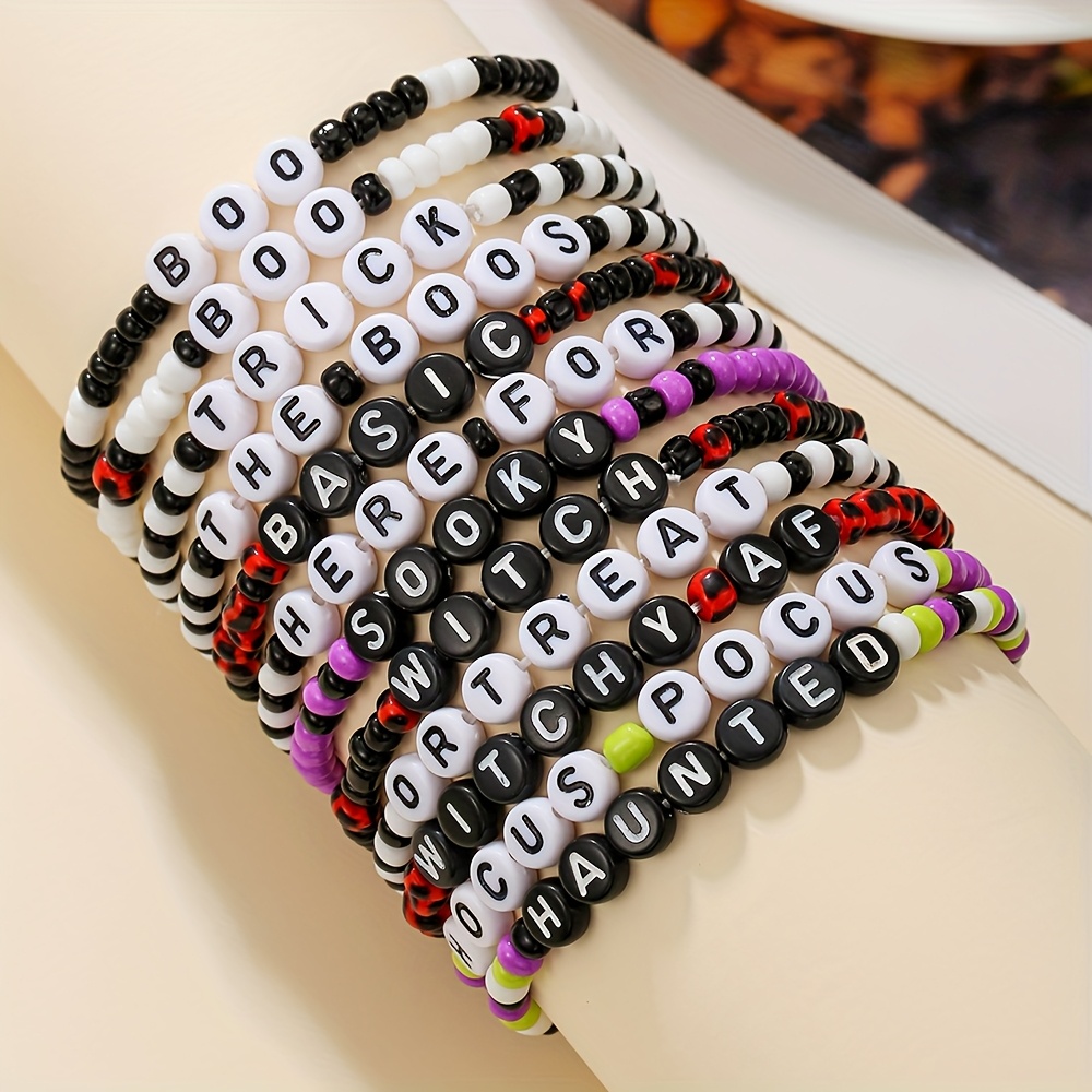 Halloween Colorful Acrylic BOO Bracelet Set